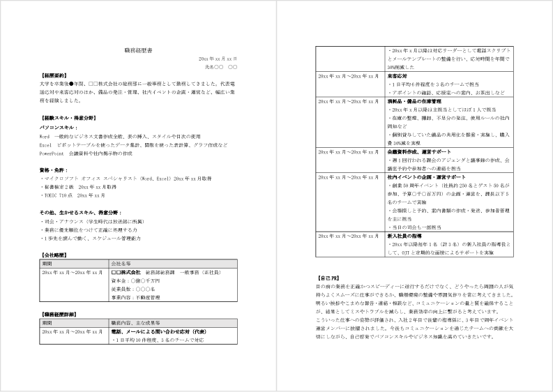 職務経歴書の見本