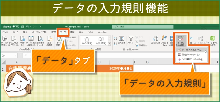 データの入力規則機能