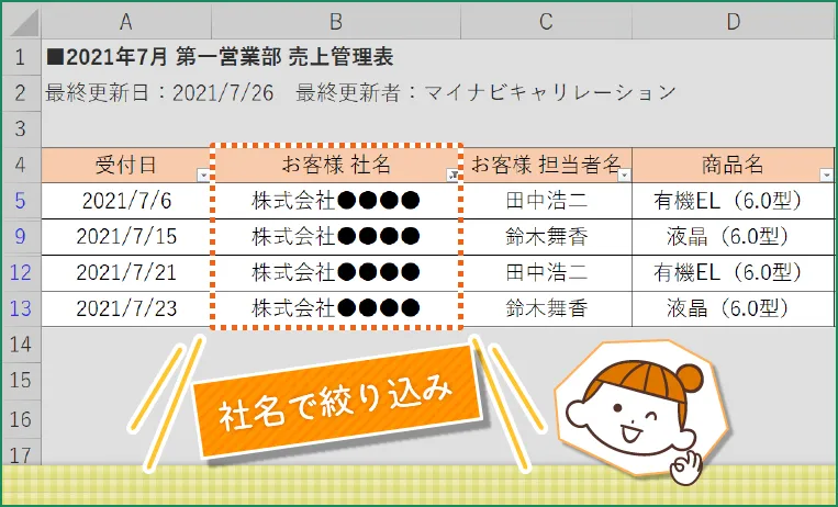 フィルター機能の利用例